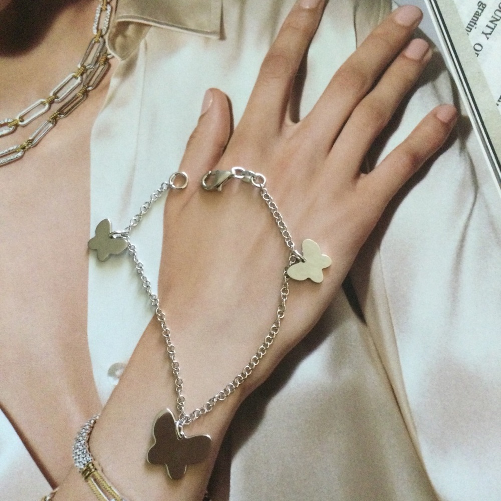 Silver 925 Butterfly 🦋 Charm Bracelet,Made in Italy 🇮🇹.